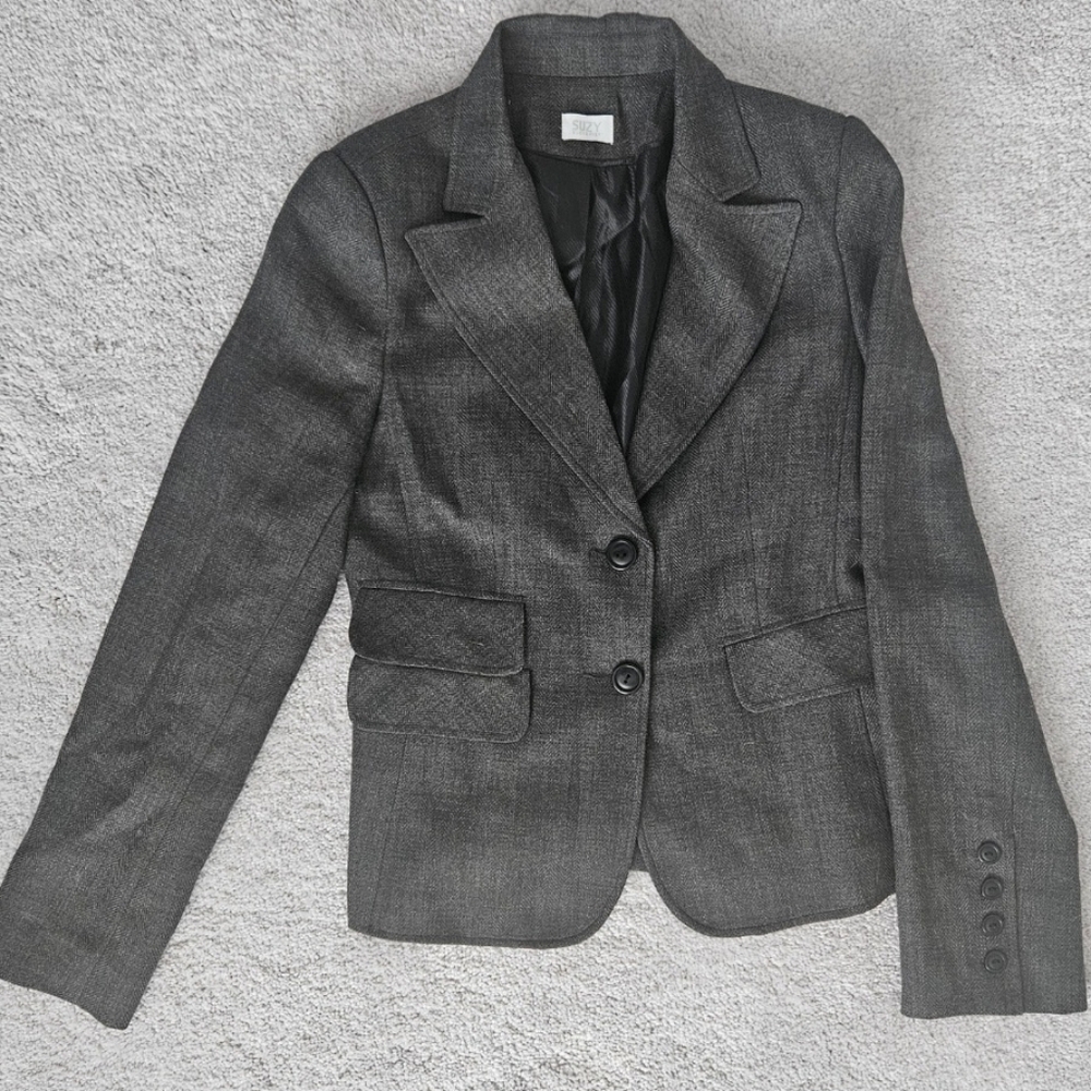 #30- Suzy Shier ladies pant suit grey wide leg size 3/4